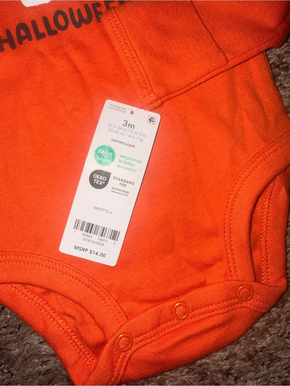 Carter's Orange 'My First Halloween' Ghost Bodysuit